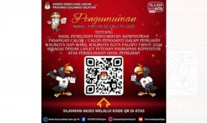 KPU Palopo Umumkan Hasil Penelitian Persyaratan Pasangan Calon Pilkada 2024